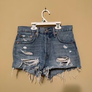 levi’s 501 high rise denim shorts